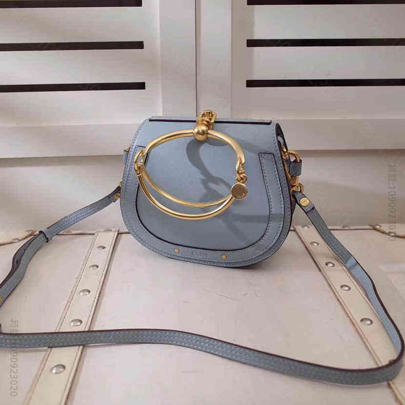 正品代购 chloe Nile光滑小牛皮拼接麂皮小牛皮小号手镯式提手手袋3S...