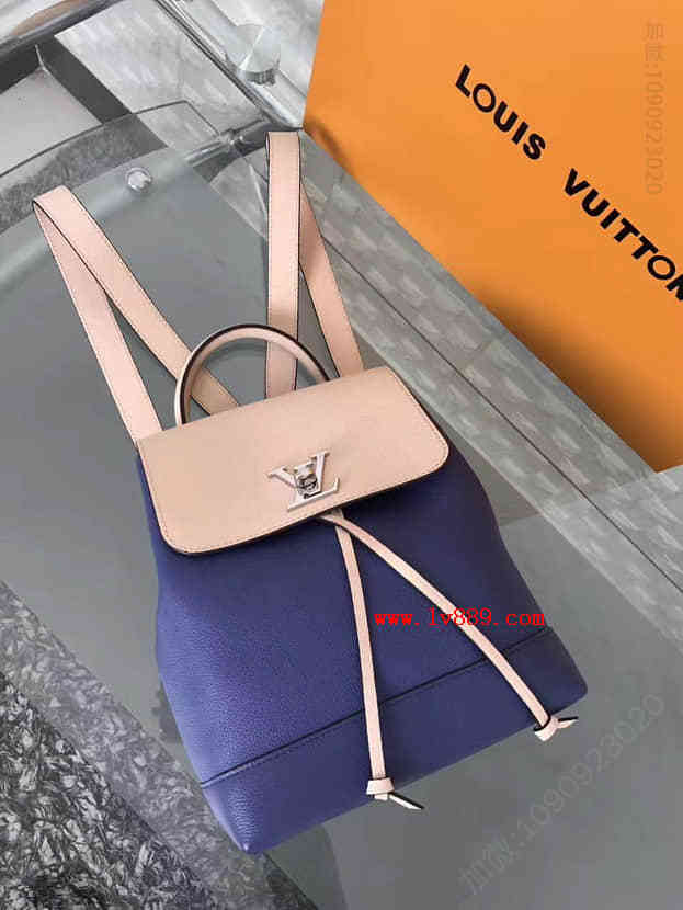 LV M41817 路易威登 小牛皮拼色Lockme双肩背包