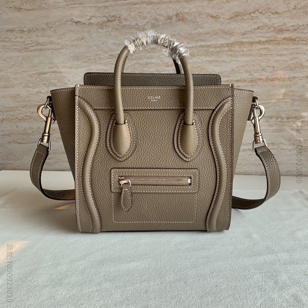 Celine/赛琳 LUGGAGE NANO转鼓小牛皮手袋 189243卡其...