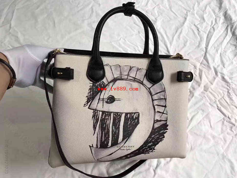 H40543_奢侈品牌博柏利手提女包 Burberry 博柏利The Banner - 中号帕拉斯头盔图案皮革班纳手袋