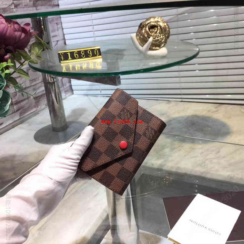 LV Victorine短款钱夹 路易威登Damier Ebene盘子咖啡格纹豆豆包N41659