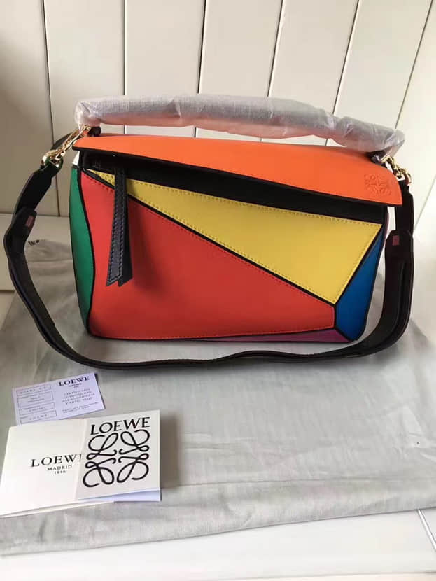Puzzle Bag – Loewe（罗意威）中号彩虹拼色 手提斜挎包
