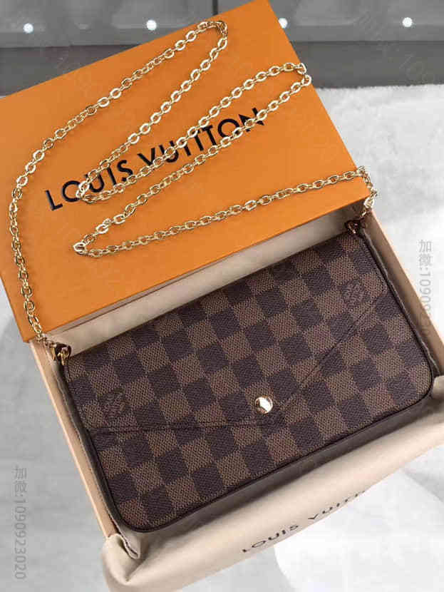 LV Pochette Felicie 手袋 Damier Ebene盘子咖...