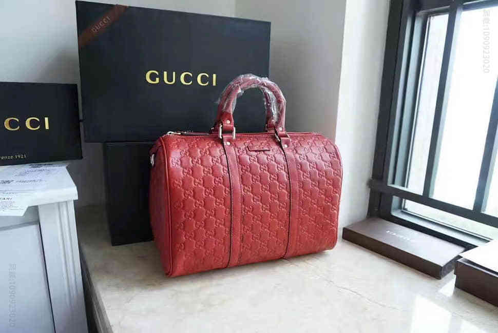高仿古驰女包 古驰女包手提包 Gucci 原单 193603 全皮双G压花 女款波士顿单肩手提包 红色 