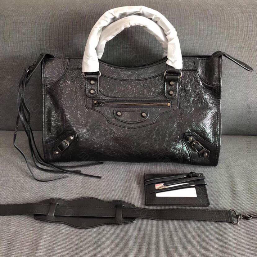Balenciaga巴黎世家爆裂纹羊皮机车包115748