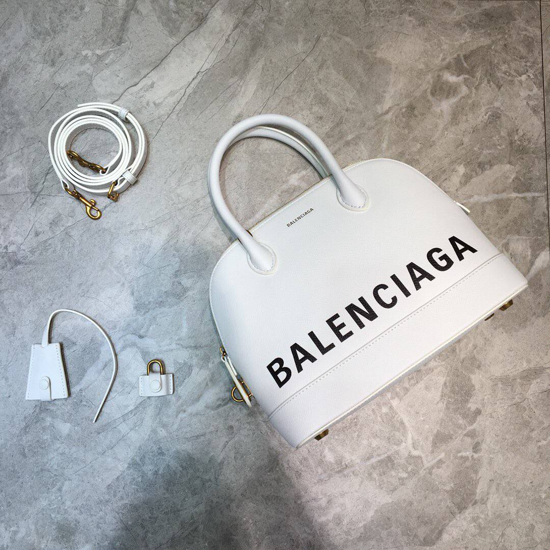 高仿巴黎世家女包 Balenciaga巴黎世家白色Ville贝壳包087 巴黎世家手提包 