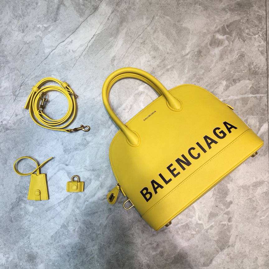 高仿巴黎世家女包 Balenciaga巴黎世家黄色Ville贝壳包087 巴黎世家手提包 