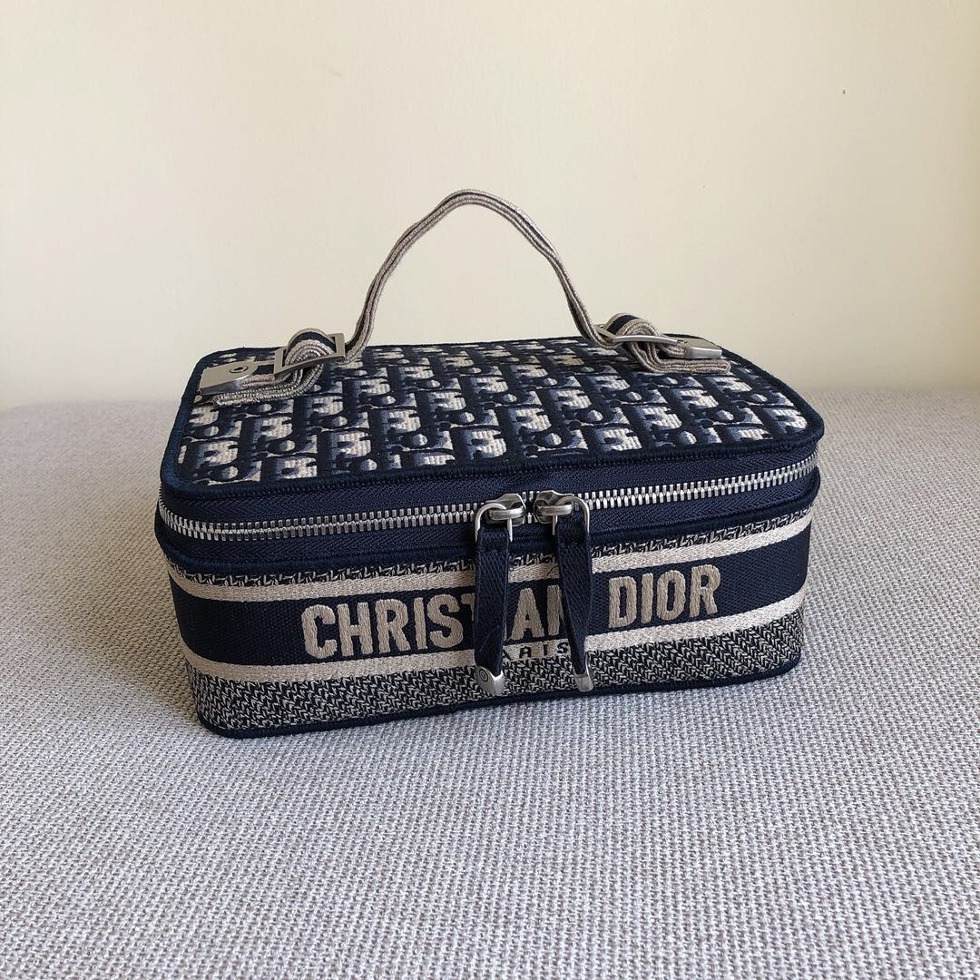 Dior/迪奥 Christian Dior 小号蓝色提花化妆包
