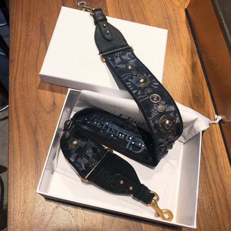 Dior/迪奥 波西米亚肩带 帆布织锦徽章钉珠宽肩带