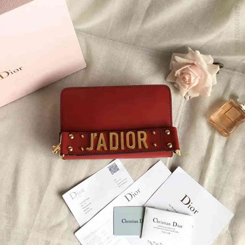 （迪奥）DIOR J'ADIOR红色小牛皮翻盖式手提肩背包M9001