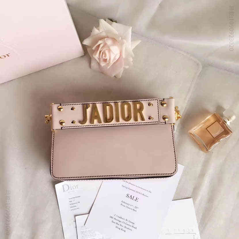 正品（迪奥）DIOR J'ADIOR粉色小牛皮翻盖式手提肩背包M9001