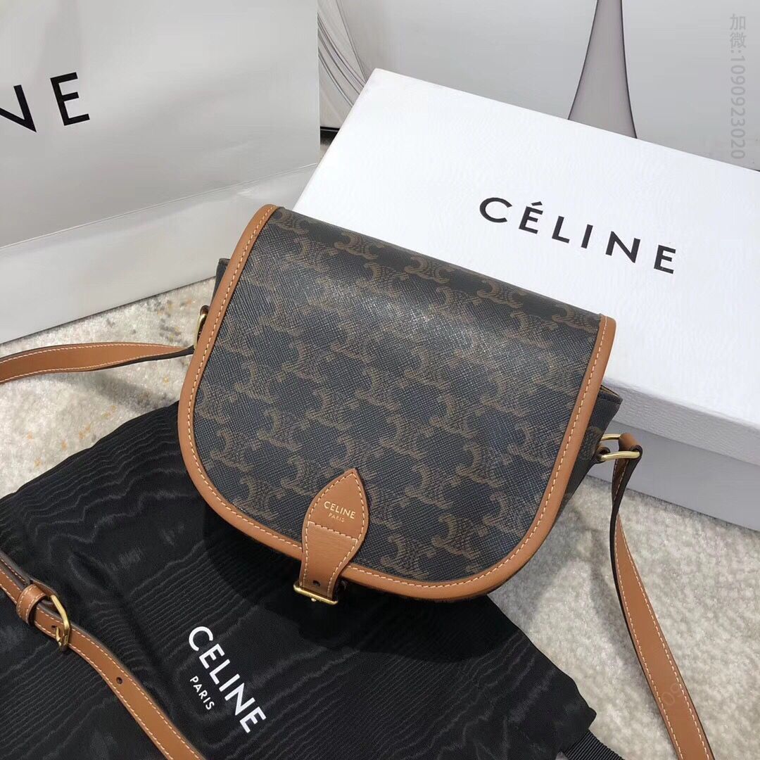 Celine/赛琳 FOLCO TRIOMPHE帆布中号马鞍包 191502