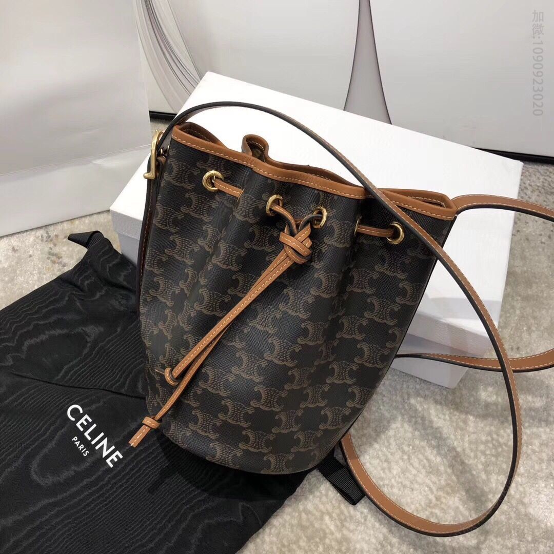 Celine/赛琳 TRIOMPHE帆布小号抽绳包水桶包 191142