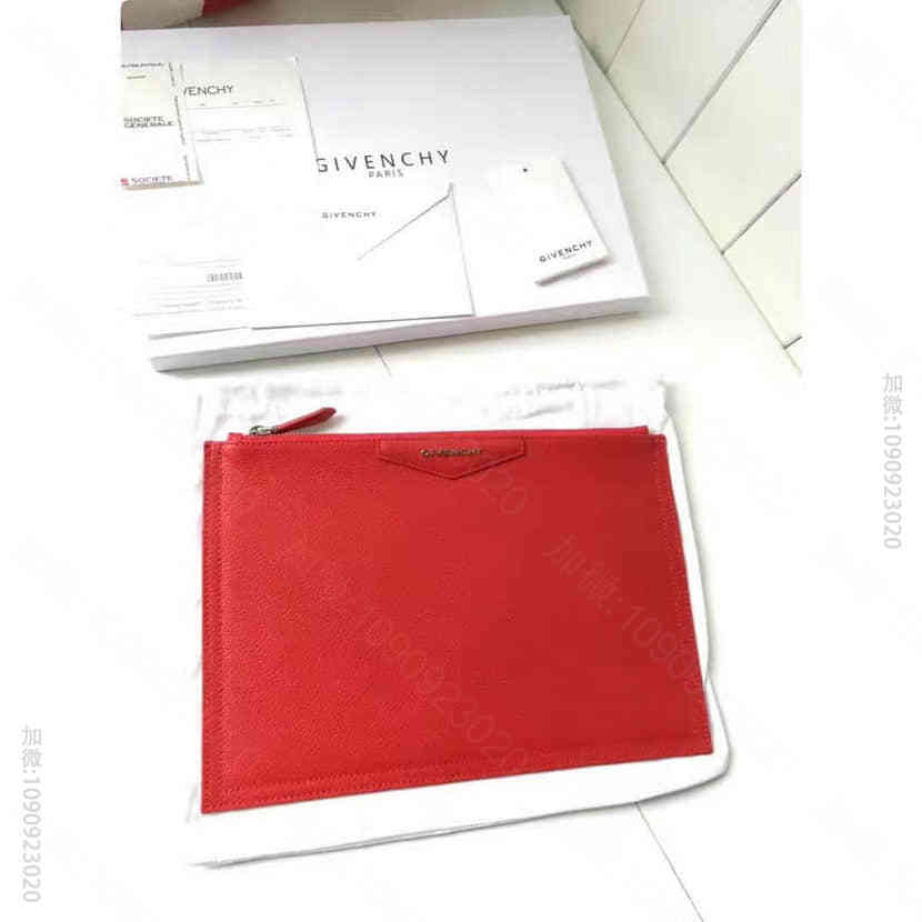 法国正品 纪梵希GIVENCHY 中度红色粒面皮革ANTIGONA手拿包