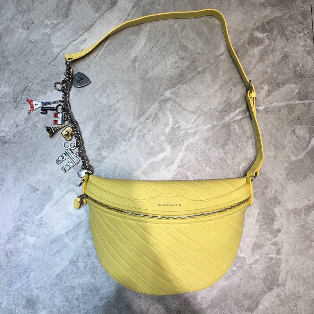 Balenciaga巴黎世家进口牛皮材质半月腰包180603