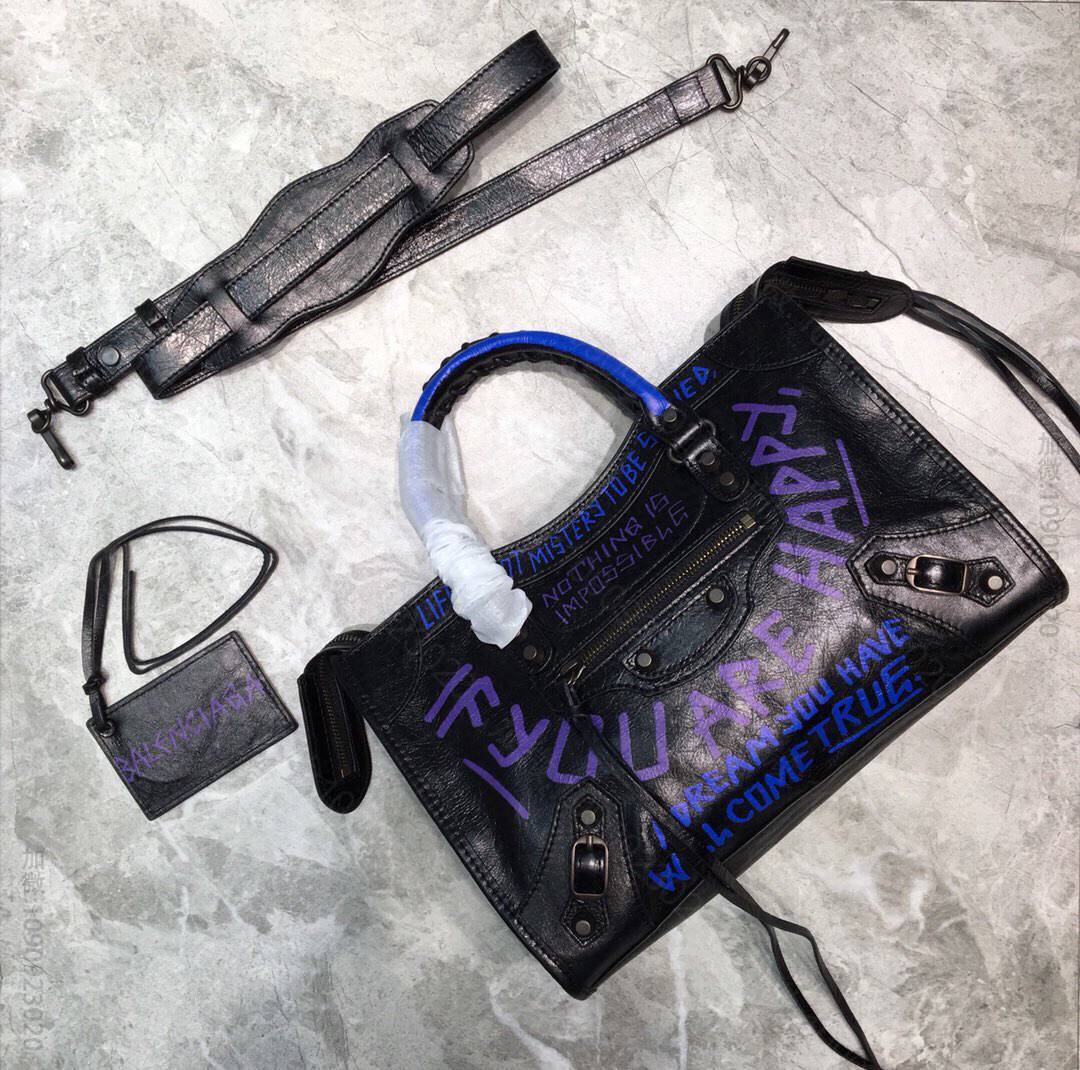 Balenciaga巴黎世家Classic City涂鸦机车包084669