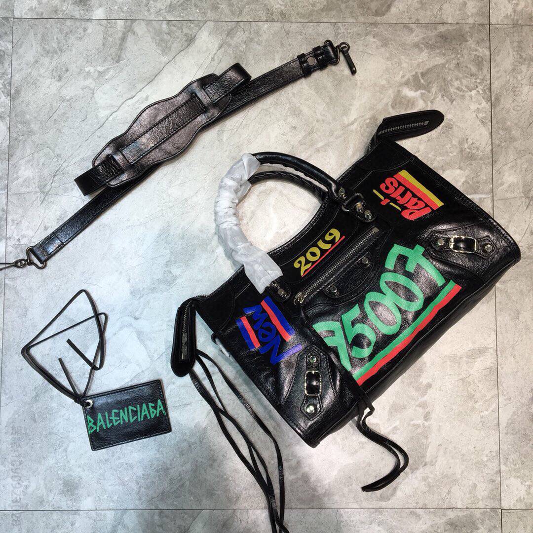 Balenciaga巴黎世家Classic City涂鸦机车包084669