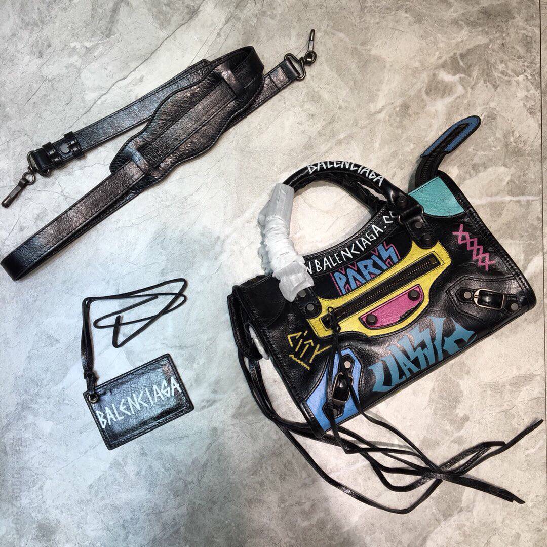 Balenciaga巴黎世家Classic City涂鸦机车包084228