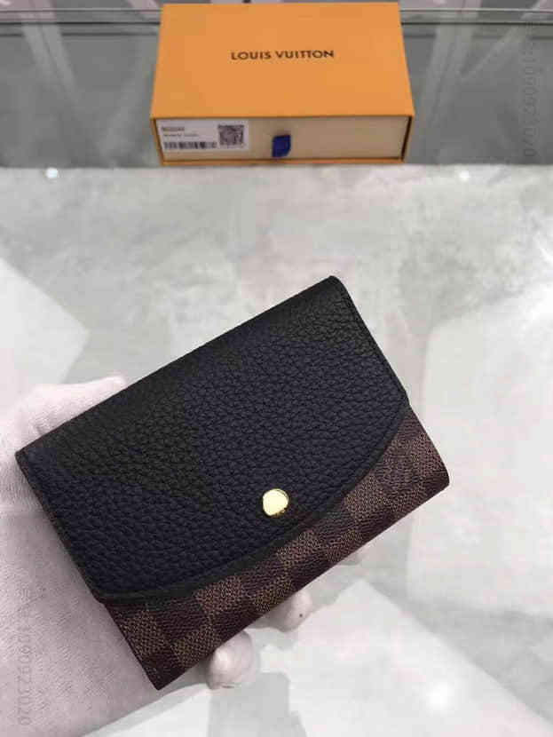 LV 黑色二折短款按扣女士钱包 N60044