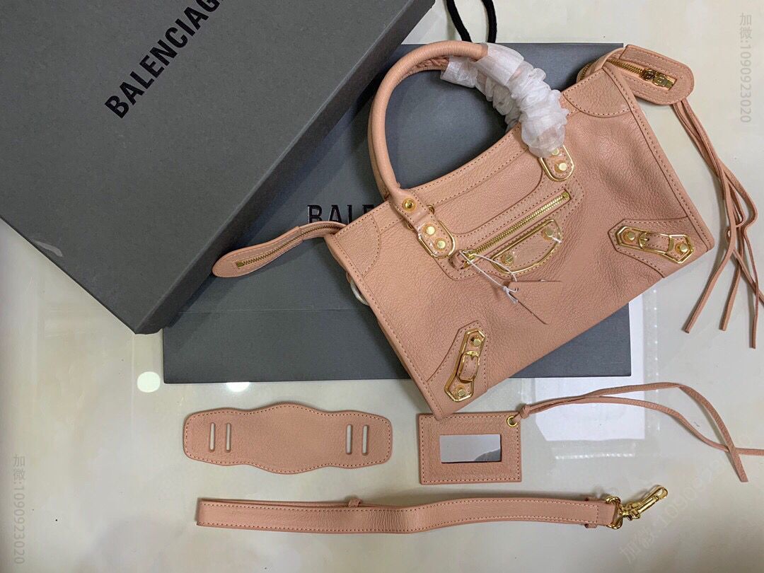 巴黎世家Balenciaga原版山羊皮配金边机车包084669