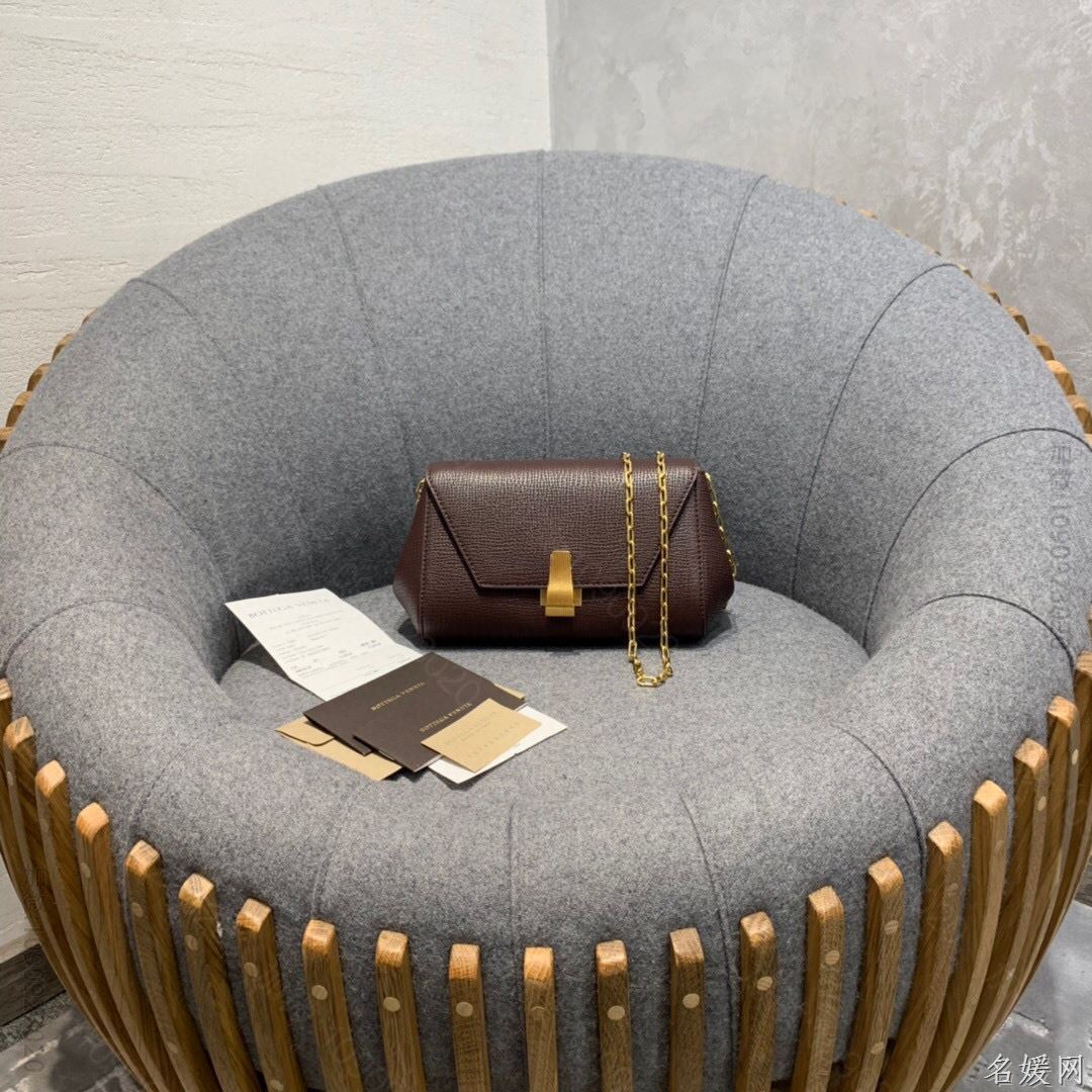 B86546_宝缇嘉女士单肩包 BV BottegaVeneta 迷你ANGLE手袋 608798酒红色