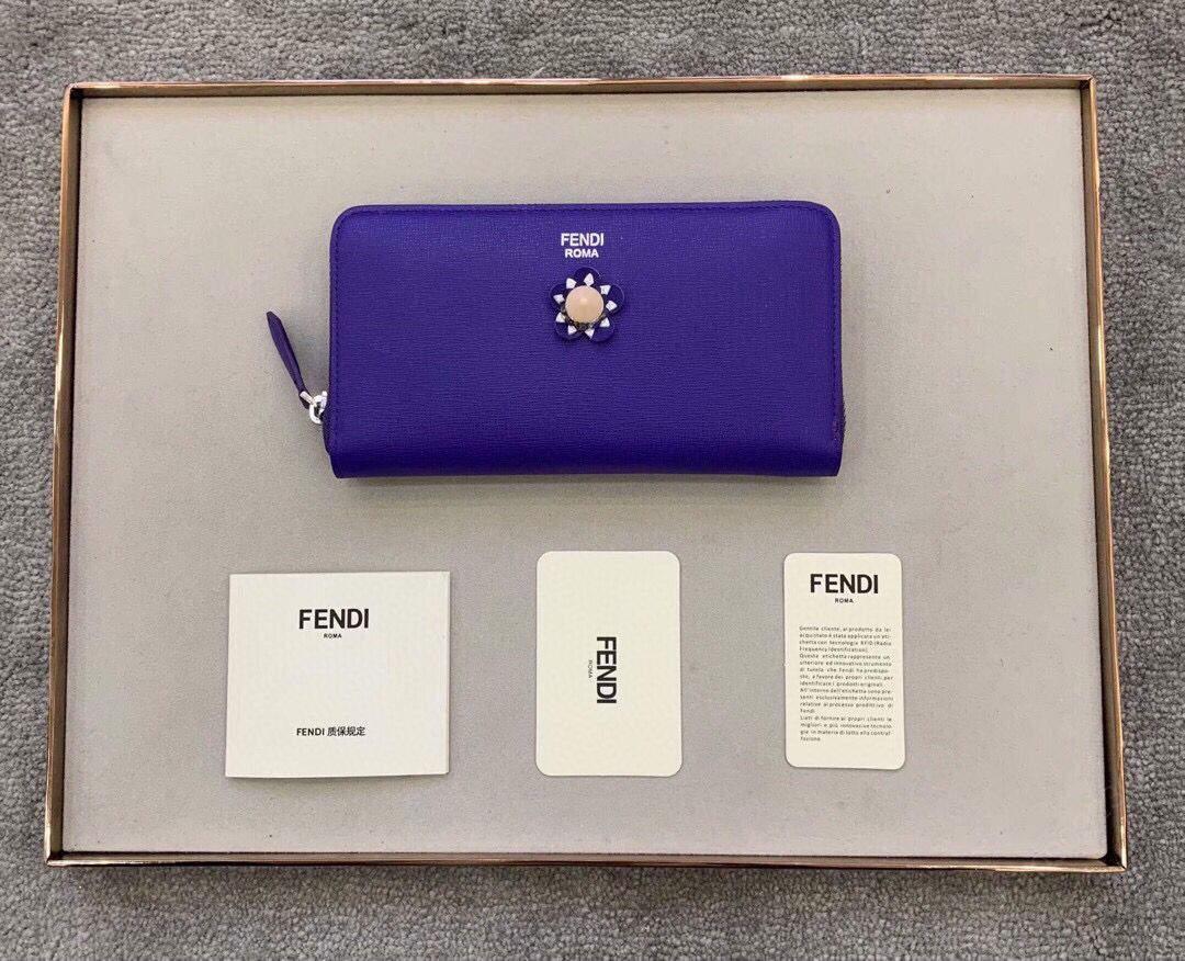 FENDI芬迪小牛皮CRAYONS环绕式拉链皮夹0299