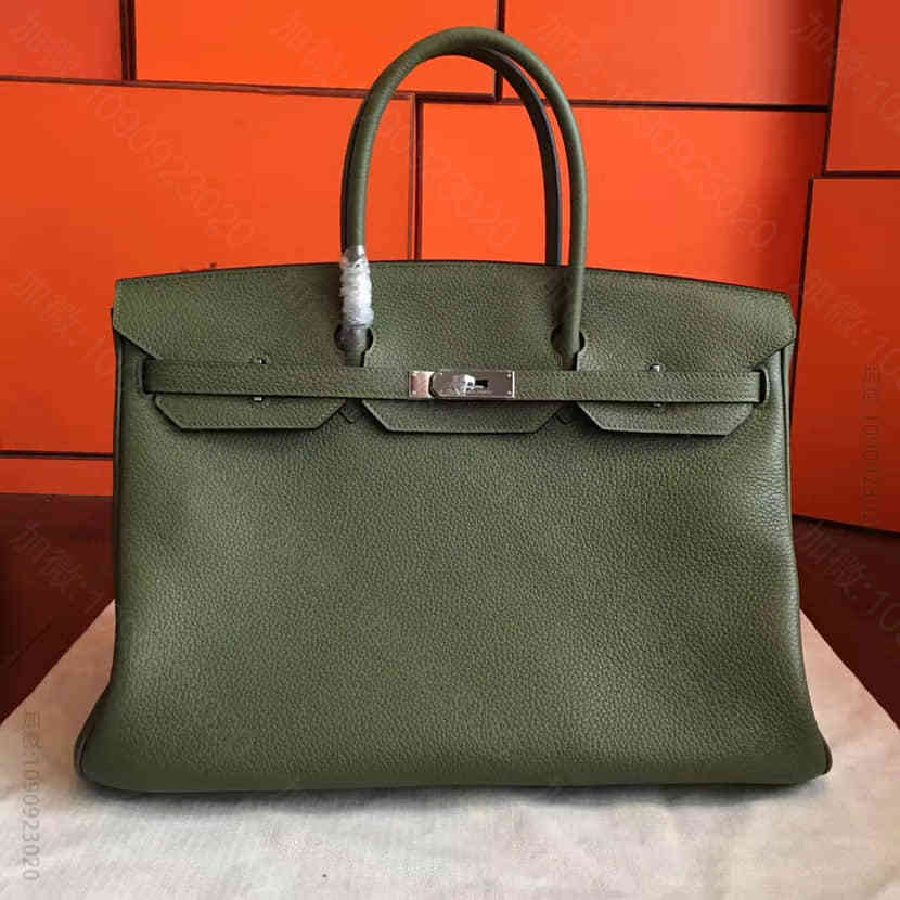 爱马仕Hermes军绿Birkin进口togo皮手提包 40CM
