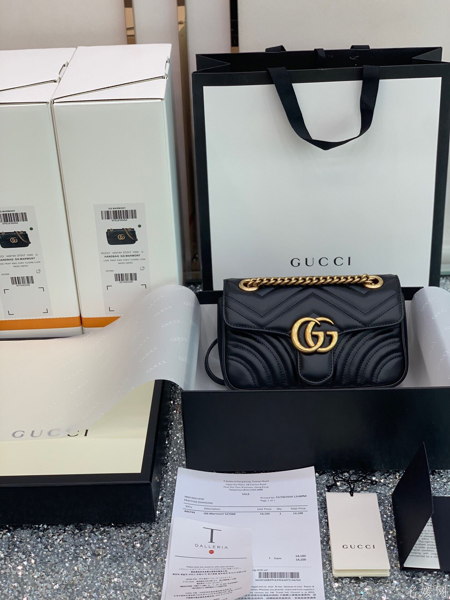【原厂皮】Gucci GG Marmont系列绗缝迷你手袋 446744 D...