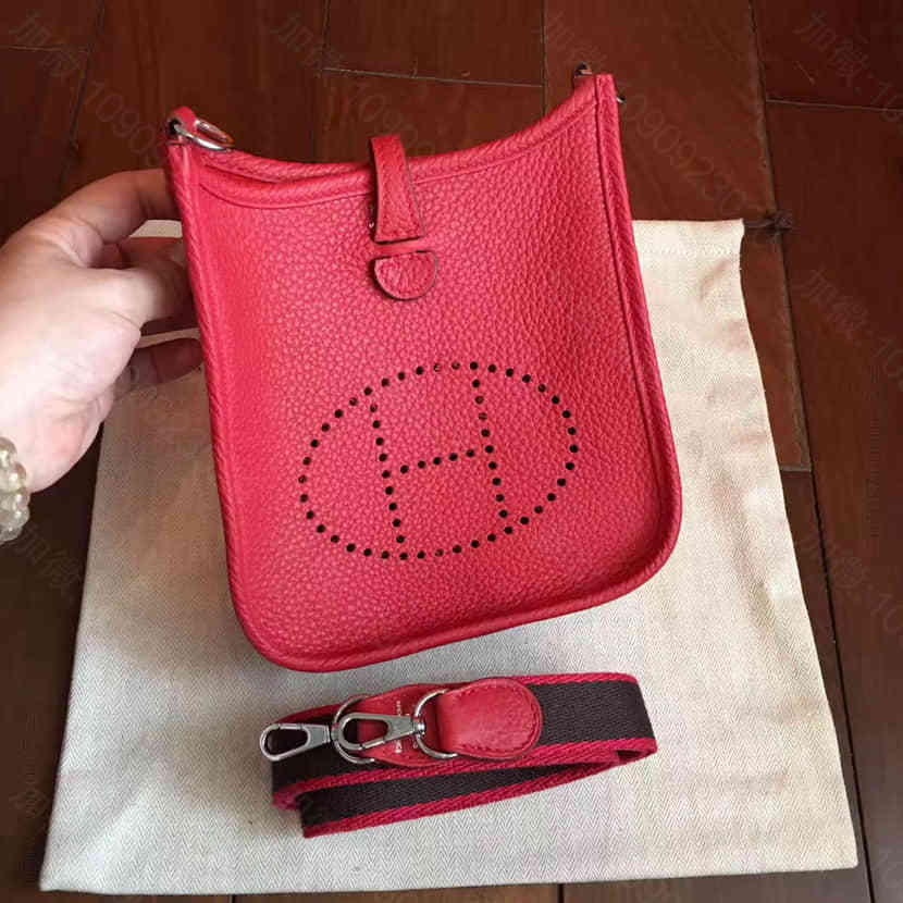 爱马仕Hermes 大红mini Evelny伊芙琳打孔包