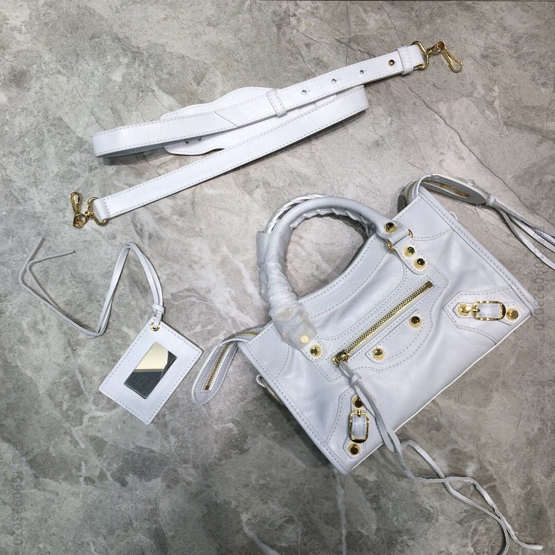 Balenciaga巴黎世家爆裂纹牛皮机车包084228