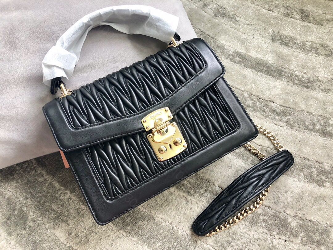 MIUMIU缪缪顶级进口Matelasse小羊皮材质经典提花压纹手提包单肩斜...