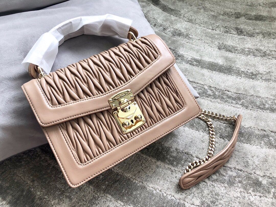 MIUMIU缪缪顶级进口Matelasse小羊皮材质经典提花压纹手提包单肩斜挎包5BA094