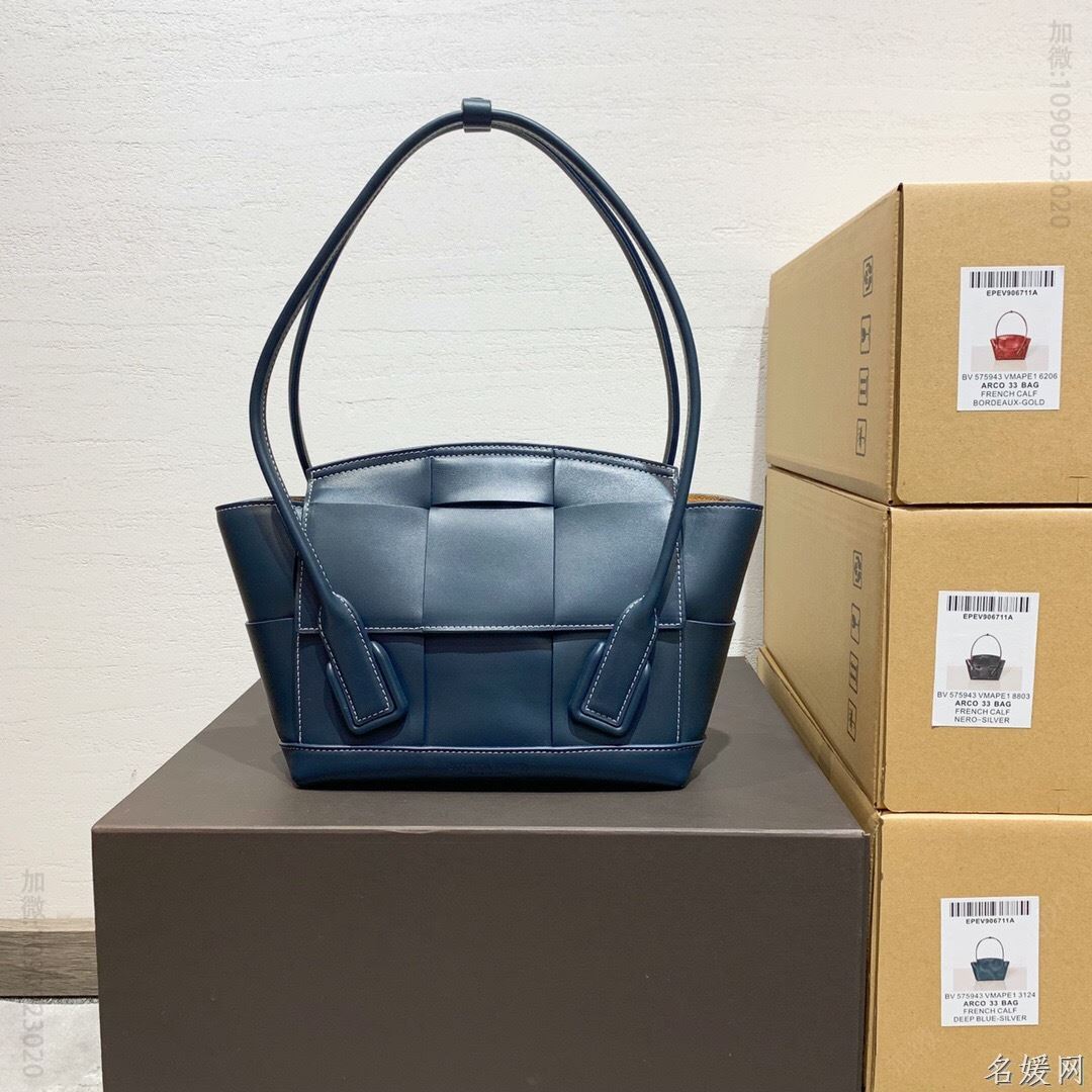 BV BottegaVeneta ARCO 33手袋 平纹编织手提包 575943潟湖蓝