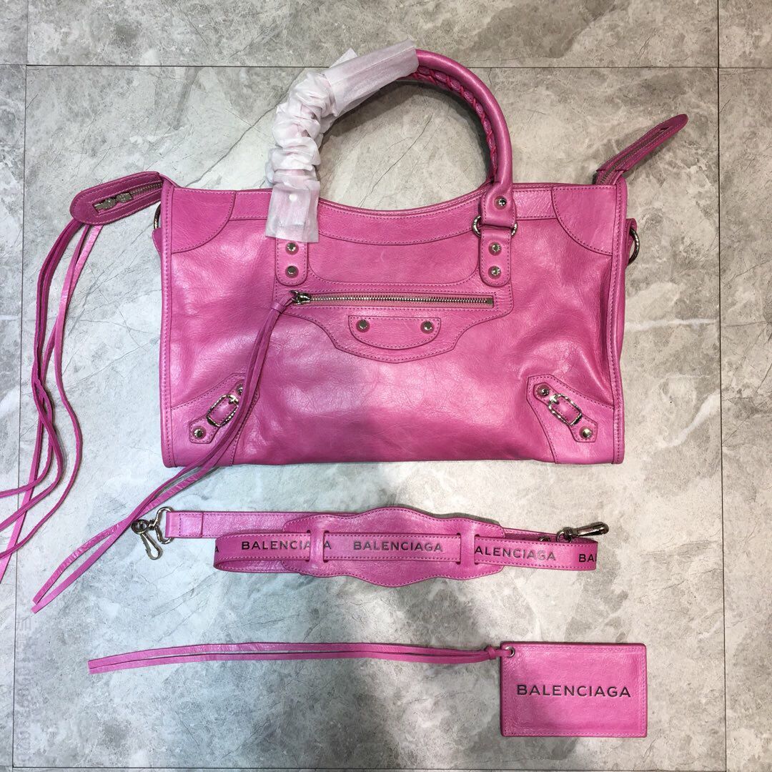 Balenciaga巴黎世家CITY MINI 爆裂纹牛皮机车包084332