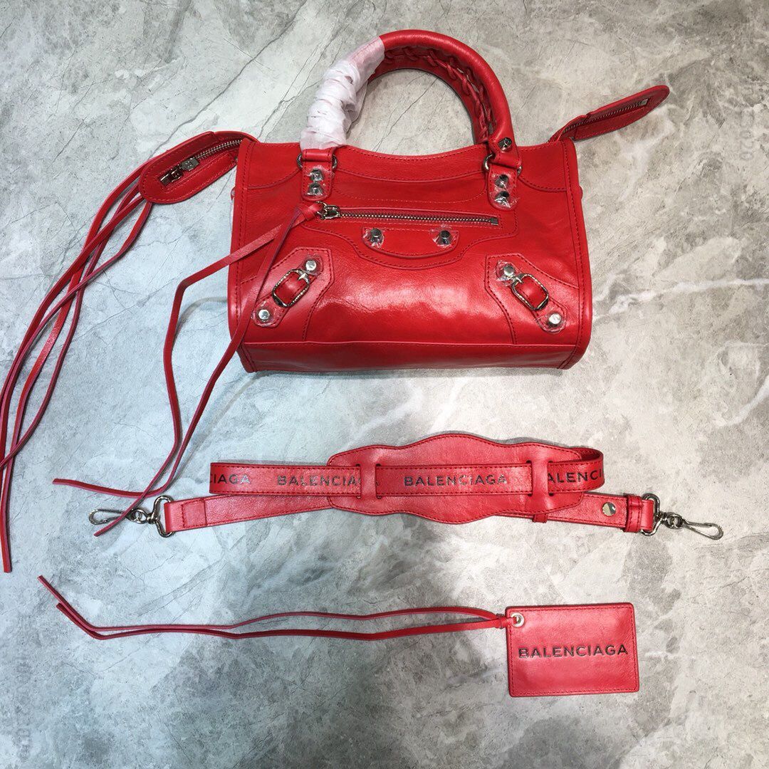 Balenciaga巴黎世家CITY MINI 爆裂纹牛皮机车包084228