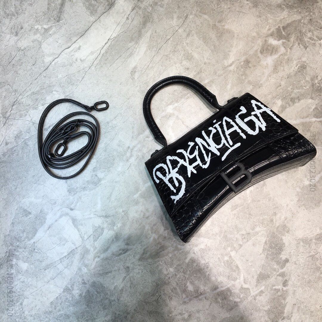 Balenciaga巴黎世家银色五金沙漏包手提包