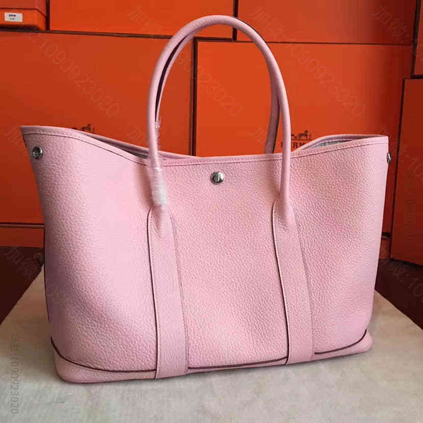 爱马仕Hermes 3Q粉togo皮蜜蜡线半手缝Garden party购物...