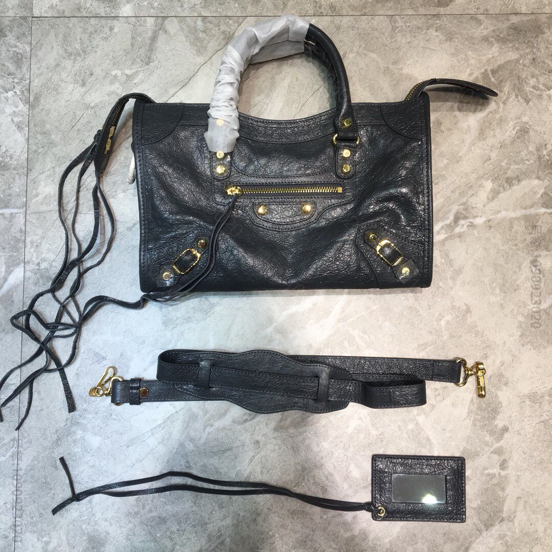 Balenciaga巴黎世家爆裂纹羊皮机车包084669