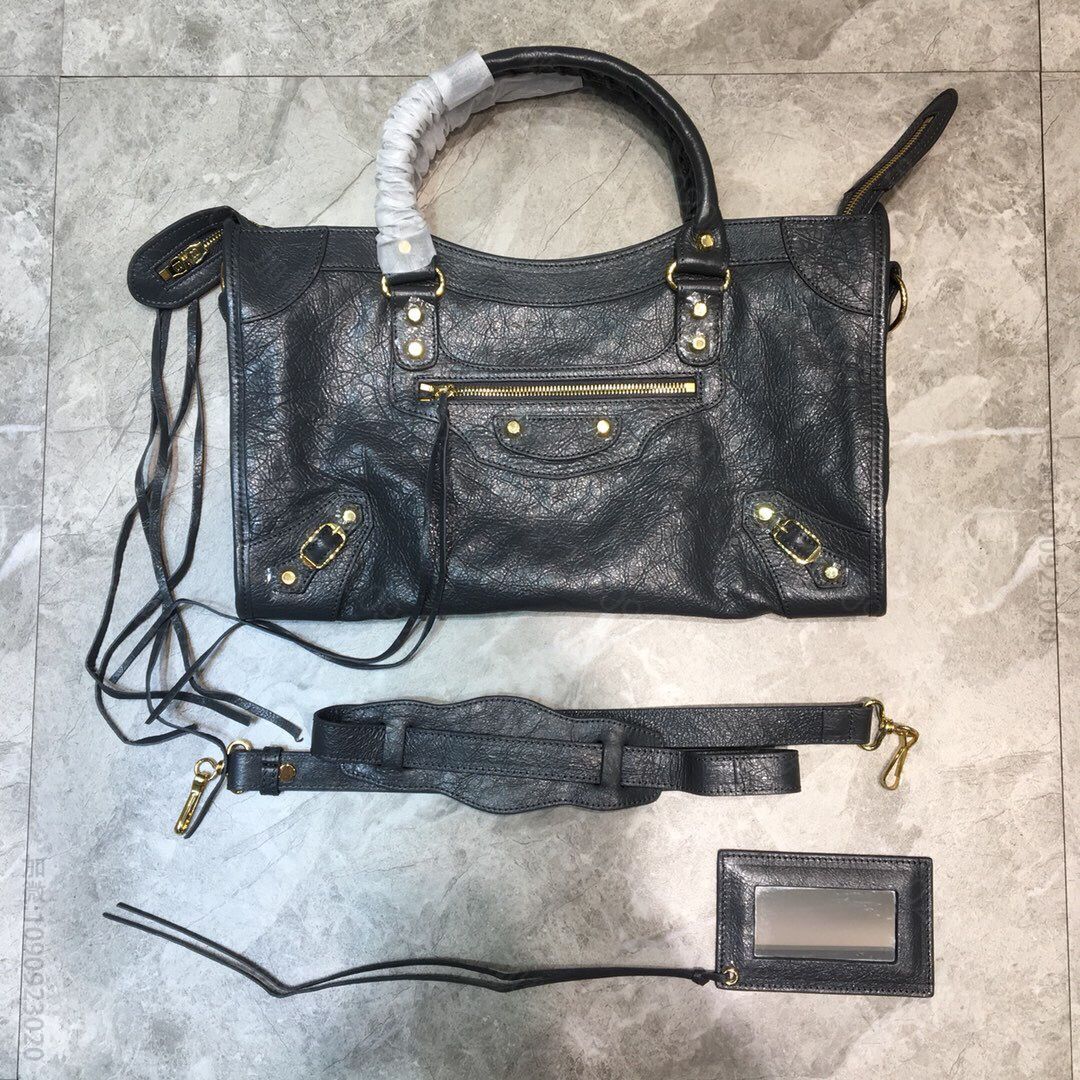 Balenciaga巴黎世家爆裂纹羊皮机车包115748