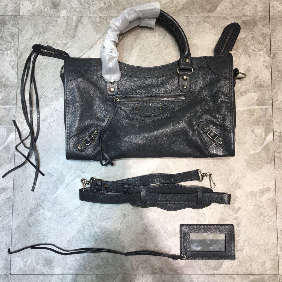 Balenciaga巴黎世家爆裂纹羊皮机车包115748