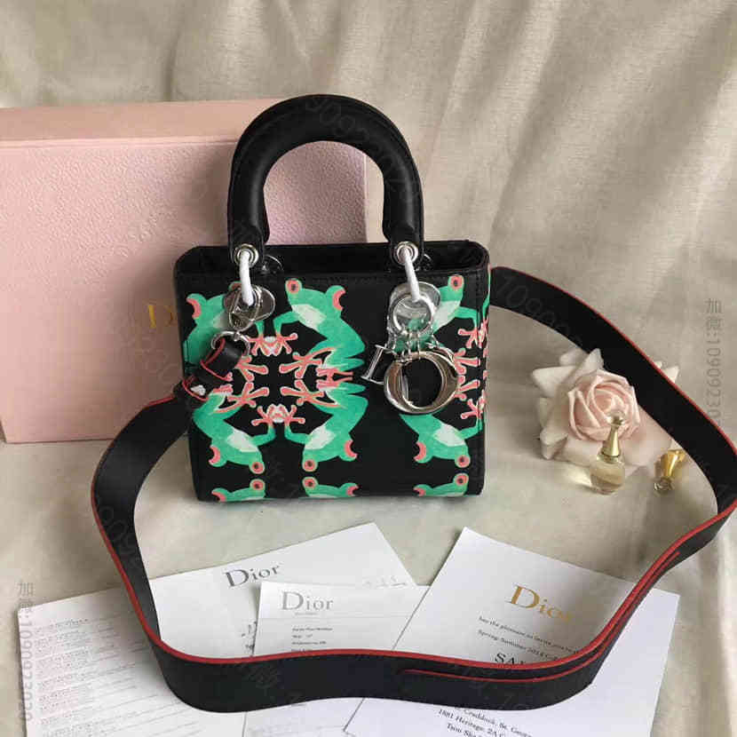 迪奥Dior Lady Art系列 青蛙彩绘图案手提斜挎包