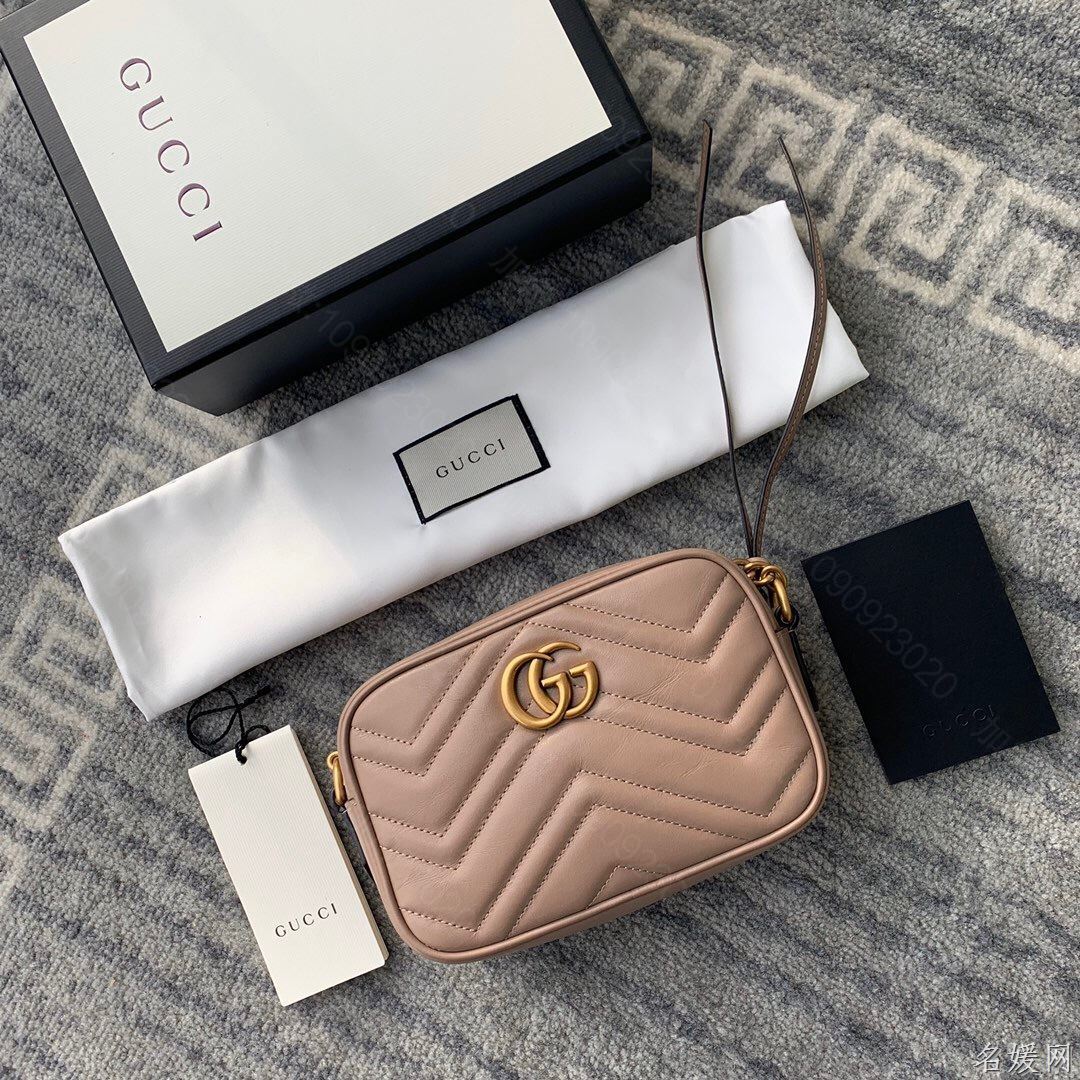 【原厂皮】Gucci 双G迷你Marmont绗缝链条古驰斜挎相机包 4480...