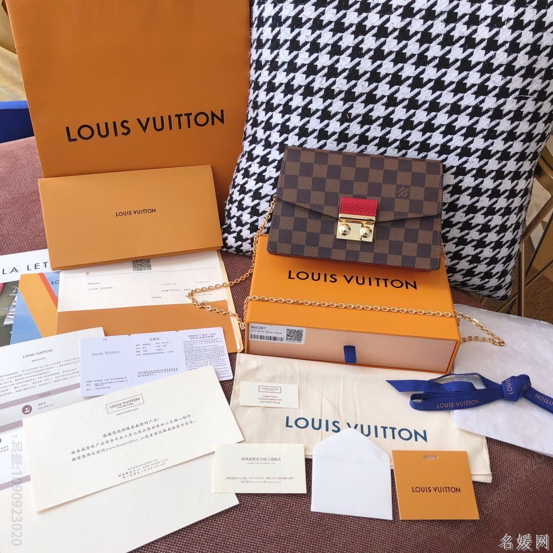 LV 咖啡棋盘格CROISETTE链条包 N60288