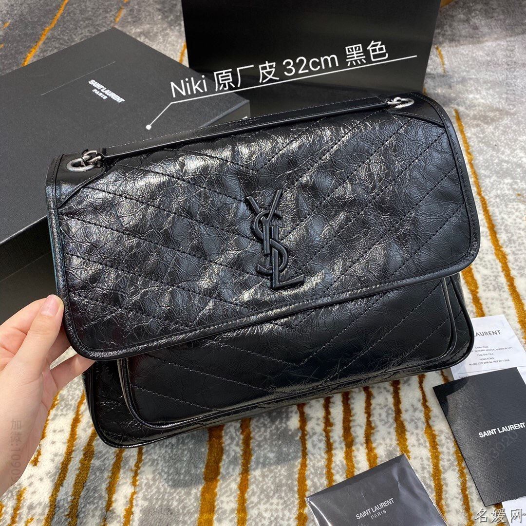 【原厂皮】YSL/圣罗兰 NIKI大号褶皱复古皮革手袋 498830黑色