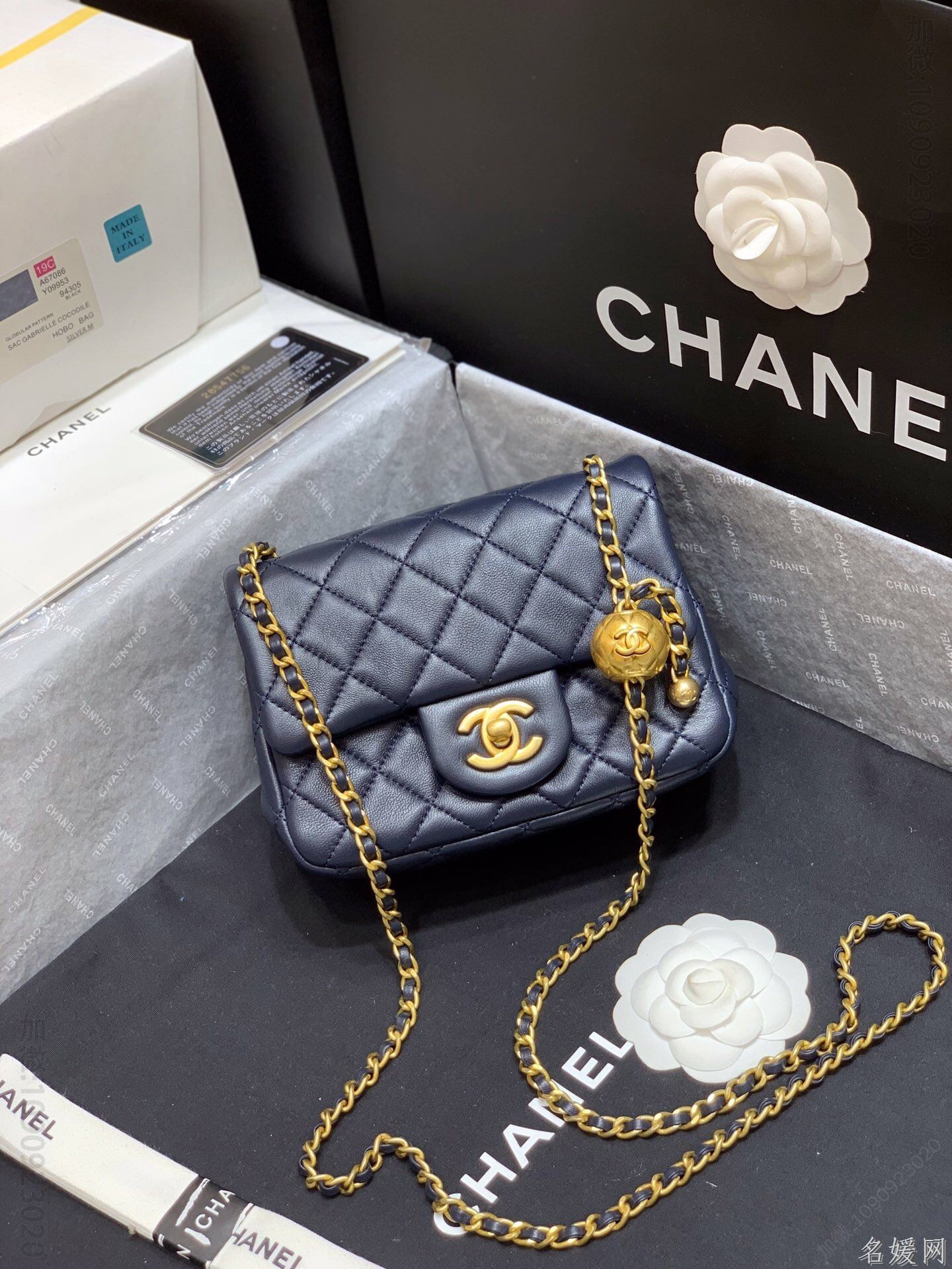 Chanel/香奈儿 2023新款CF方胖子大金珠链条包 AS1786蓝色