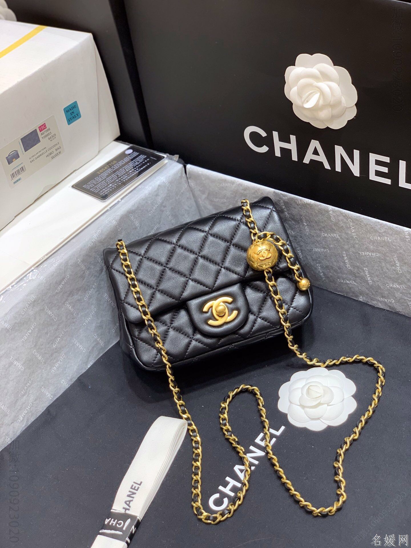 Chanel/香奈儿 2023新款CF方胖子大金珠链条包 AS1786黑色