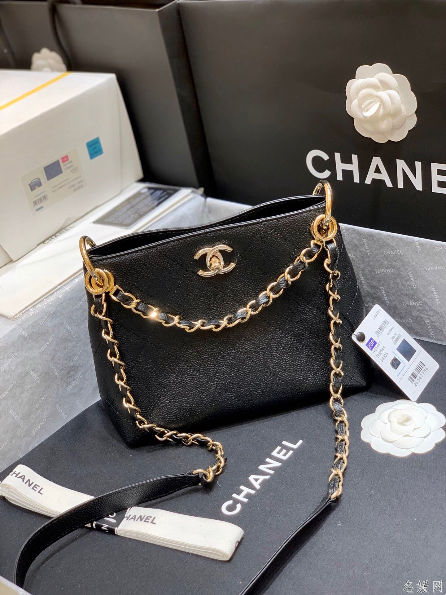 Chanel/香奈儿 2023新款嬉皮水桶包 AS1461黑色