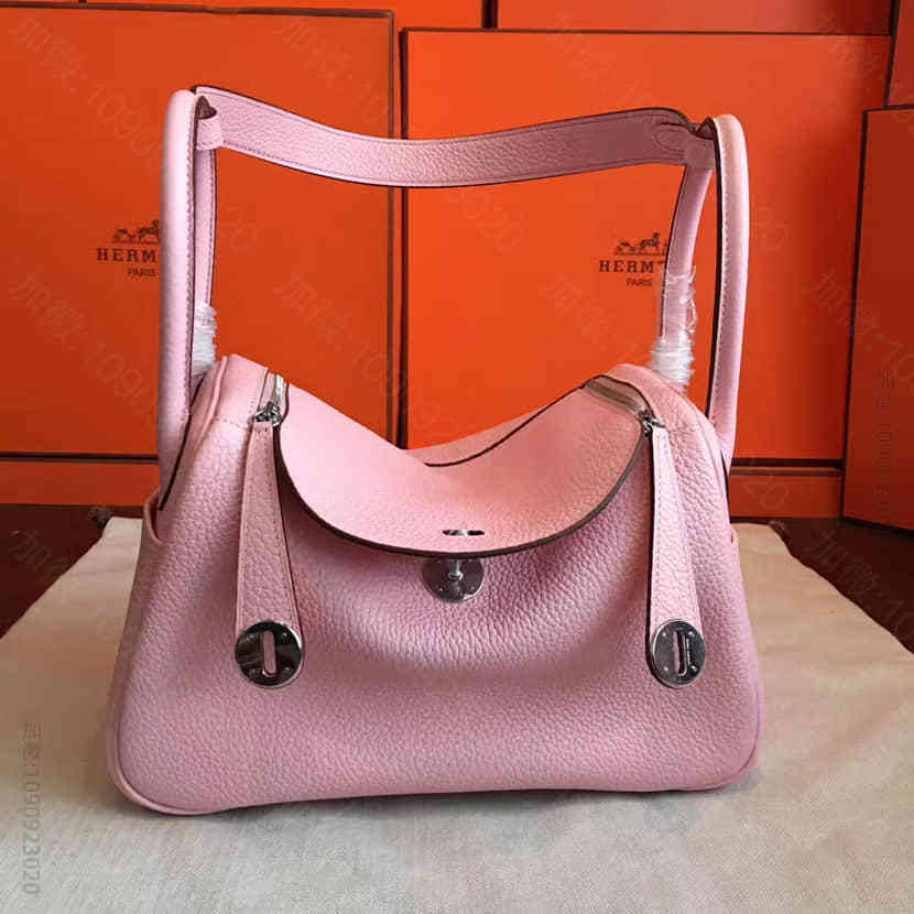 爱马仕Hermes 3Q粉进口togo皮 蜜蜡线半手缝lindy林迪包 26...