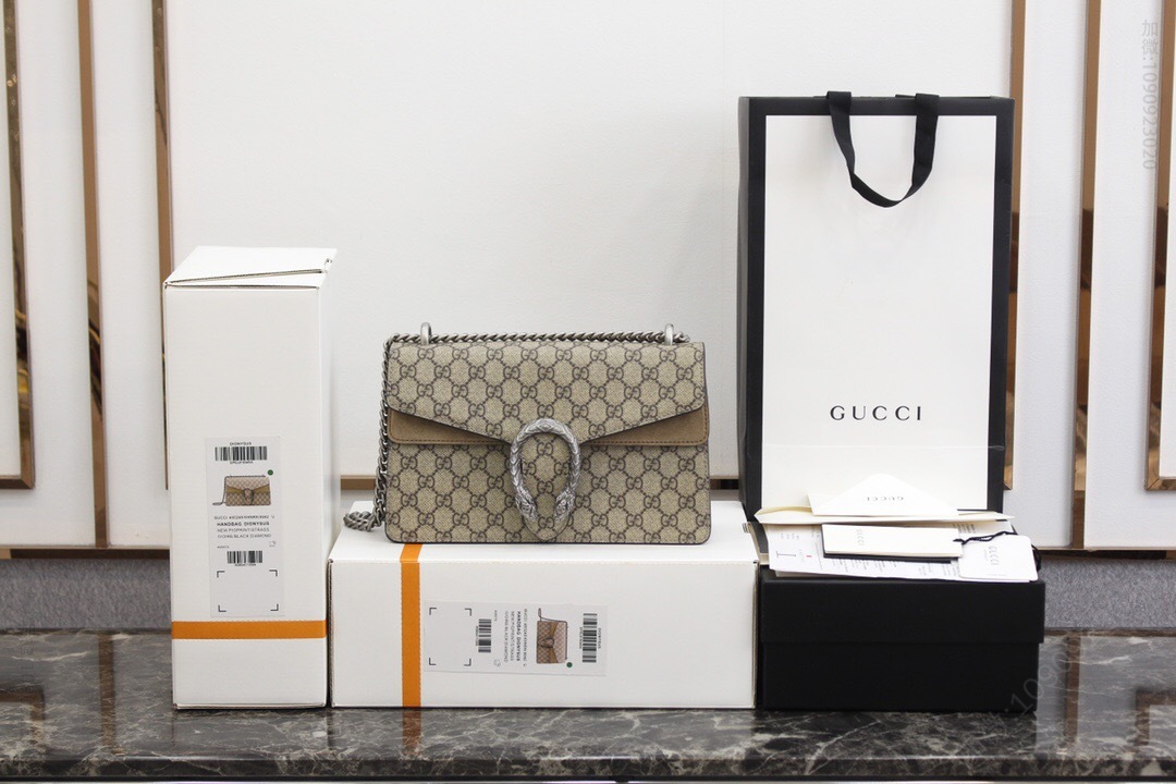 高仿古驰女士单肩包 古驰单肩包 原厂皮 Gucci/古驰 新款Dionysus小号酒神包 400249棕色 古驰女包 