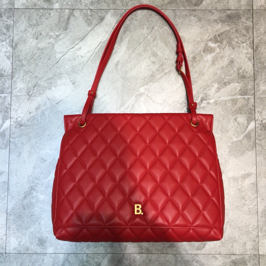原单巴黎世家女士单肩包 巴黎世家女士单肩包 Balenciaga巴黎世家菱格元素B扣装饰单肩斜挎包593372 